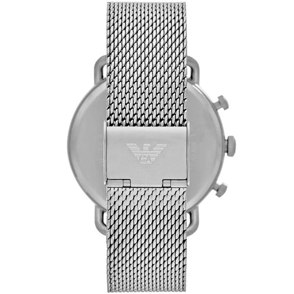 Montre homme Emporio Armani Aviator réf. AR11388, mouvement quartz, boîtier 43 mm, acier inoxydable, maille milanaise – troisième vue