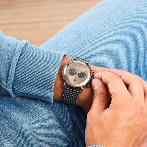 Montre homme Emporio Armani Aviator réf. AR11141, chronographe quartz, cuir – deuxième vue