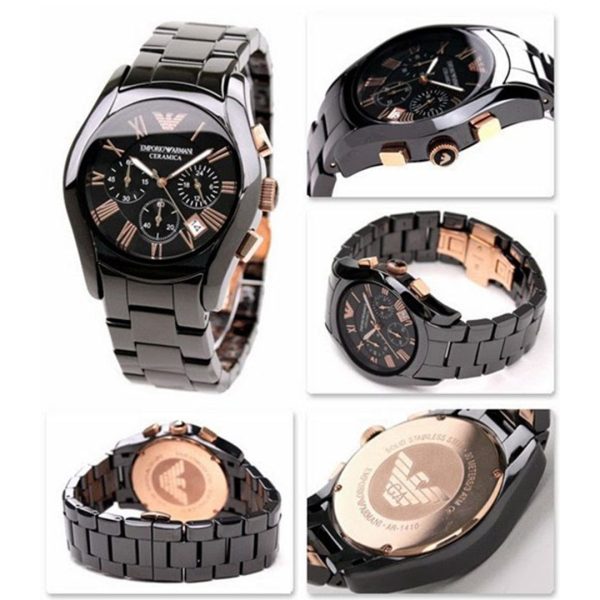 Montre homme Emporio Armani Ceramica réf. AR1410, boîtier 42 mm, céramique, verre minéral, étanche 30 m – troisième vue