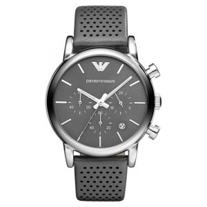 Montre homme Emporio Armani Classic réf. AR1735, boîtier 41 mm, acier inoxydable, cuir, verre minéral – vue principale, Horlova Maroc