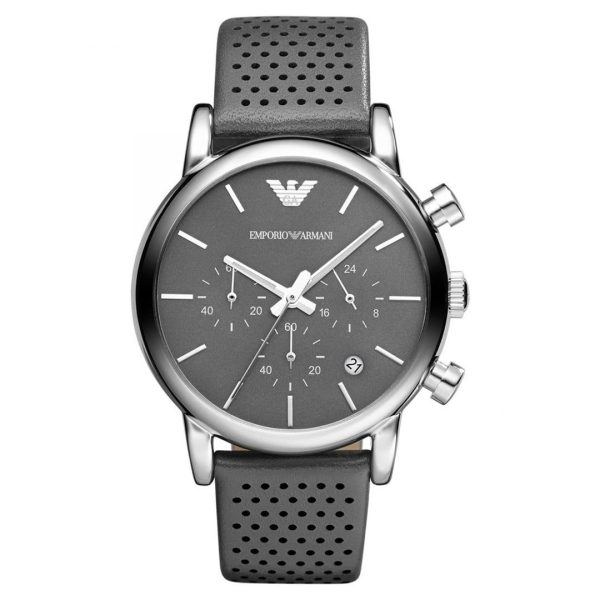 Montre homme Emporio Armani Classic réf. AR1735, boîtier 41 mm, acier inoxydable, cuir, verre minéral – vue principale, Horlova Maroc