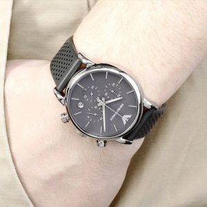 Montre homme Emporio Armani Classic réf. AR1735, boîtier 41 mm, acier inoxydable, cuir, verre minéral, étanche 50 m – deuxième vue