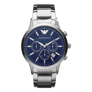 Montre homme Emporio Armani Classic 43 mm réf. AR2448, bracelet acier – vue de face | Horlova Maroc