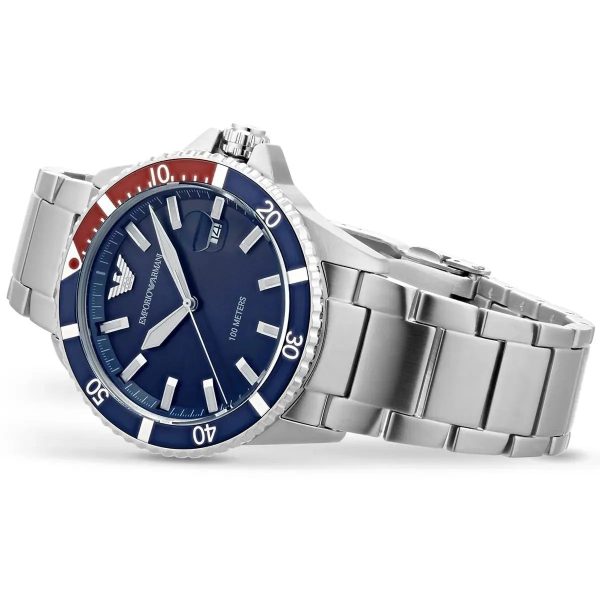 Montre homme Emporio Armani Diver réf. AR11339, mouvement quartz, boîtier 42 mm, acier inoxydable, étanche 100 m – quatrième vue