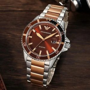 Montre homme Emporio Armani Diver réf. AR11340, mouvement quartz, boîtier 42 mm, acier inoxydable – vue principale, Horlova Maroc
