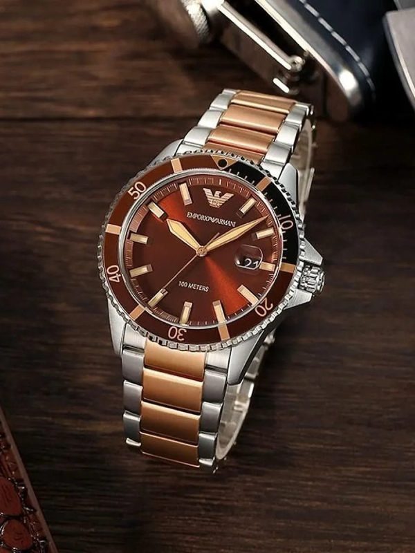Montre homme Emporio Armani Diver réf. AR11340, mouvement quartz, boîtier 42 mm, acier inoxydable – vue principale, Horlova Maroc