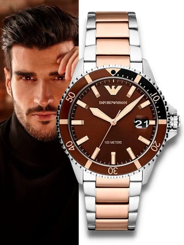 Montre homme Emporio Armani Diver réf. AR11340, mouvement quartz, boîtier 42 mm, acier inoxydable – deuxième vue