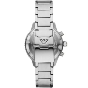 Montre homme Emporio Armani Diver Sophistiqué 43 mm réf. AR11500, cadran vert, bracelet acier – vue de trois-quarts