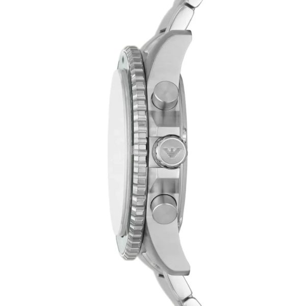 Montre homme Emporio Armani Diver Sophistiqué 43 mm réf. AR11500, cadran vert, bracelet acier – autre angle