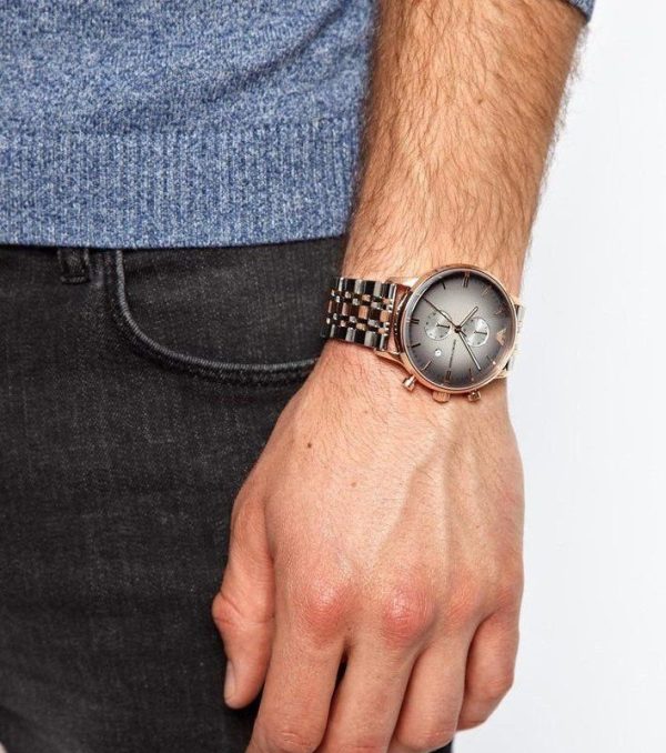 Montre homme Emporio Armani Fashion réf. AR1721, mouvement quartz, boîtier 43 mm, acier inoxydable, cuir – vue principale, Horlova Maroc