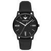 Montre homme Emporio Armani Gianni Bar 42 mm réf. AR11573, cadran noir, bracelet cuir, mouvement quartz – vue de face | Horlova Maroc
