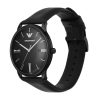 Montre homme Emporio Armani Gianni Bar 42 mm réf. AR11573, cadran noir, bracelet cuir – autre angle