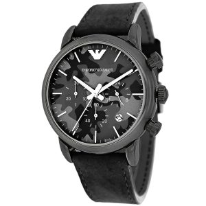 Montre homme Emporio Armani Luigi réf. AR1816, chronographe quartz, boîtier 46 mm, cuir – vue principale, Horlova Maroc