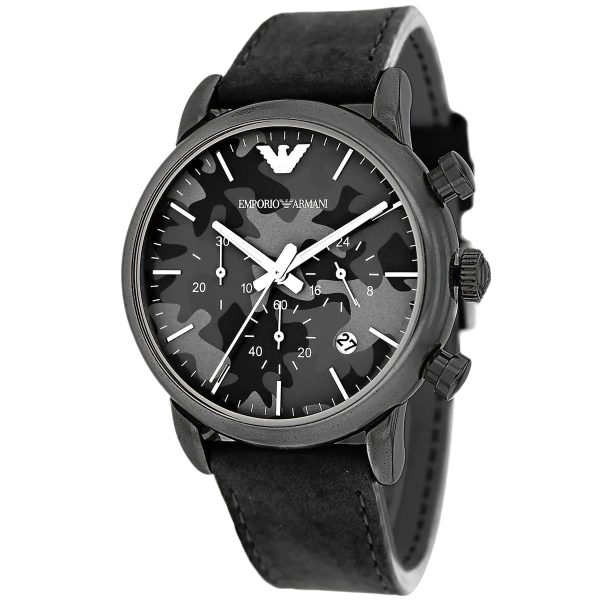Montre homme Emporio Armani Luigi réf. AR1816, chronographe quartz, boîtier 46 mm, cuir – vue principale, Horlova Maroc