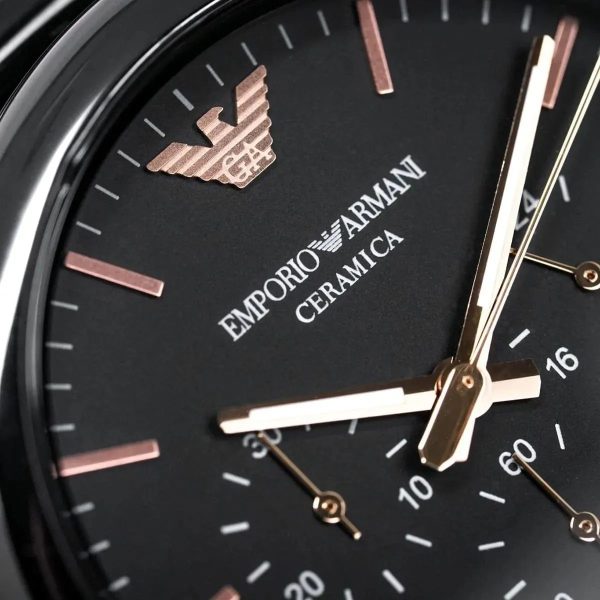 Montre homme Emporio Armani Luigi Finition Céramique réf. AR1509, chronographe quartz, boîtier 43 mm, céramique, étanche 50 m – deuxième vue