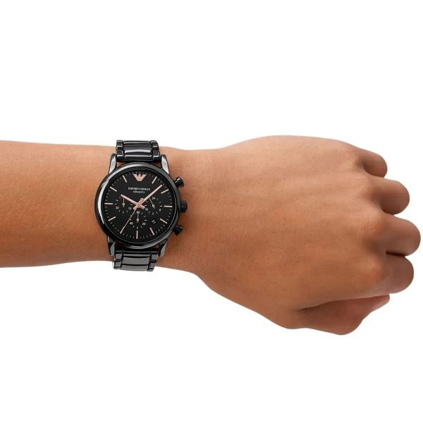 Montre homme Emporio Armani Luigi Finition Céramique réf. AR1509, chronographe quartz, boîtier 43 mm, céramique – troisième vue