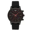 Montre homme Emporio Armani Luigi Xlarge 46 mm réf. AR11024, cadran noir, mouvement quartz chronographe – vue de face | Horlova Maroc