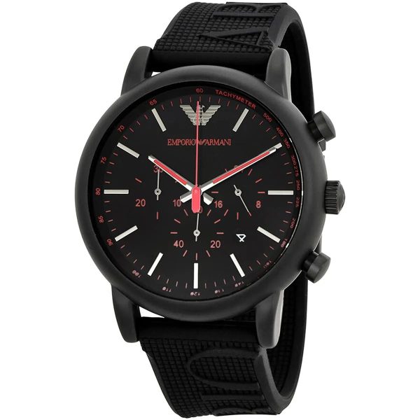 Montre homme Emporio Armani Luigi Xlarge 46 mm réf. AR11024, cadran noir, mouvement quartz chronographe – autre angle