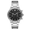 Montre homme Emporio Armani Mario 43 mm réf. AR11241, cadran noir, bracelet acier – vue de face | Horlova Maroc