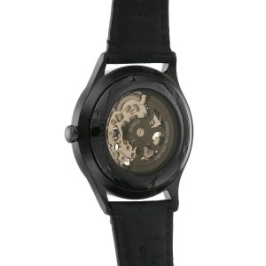 Montre homme Emporio Armani Meccanico 41 mm réf. AR1923, cadran marron, bracelet cuir – vue de trois-quarts