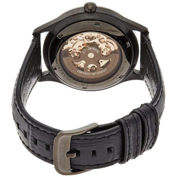 Montre homme Emporio Armani Meccanico 41 mm réf. AR1923, cadran marron, bracelet cuir – autre angle