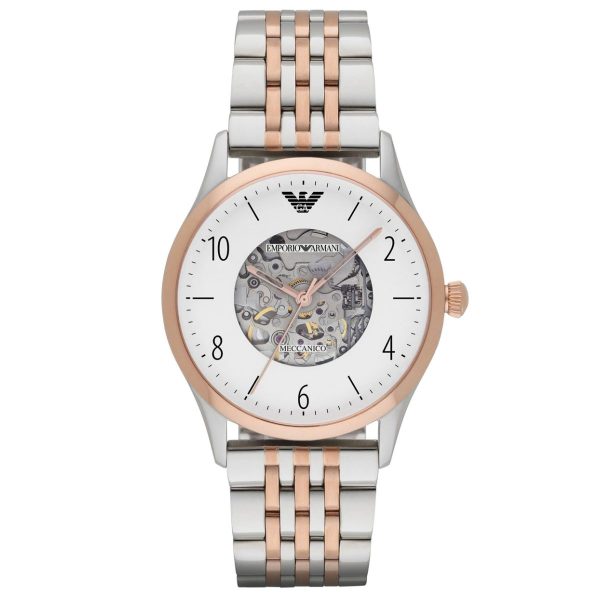 Montre homme Emporio Armani Meccanico 43 mm réf. AR1921, bracelet acier, mouvement quartz – vue de face | Horlova Maroc