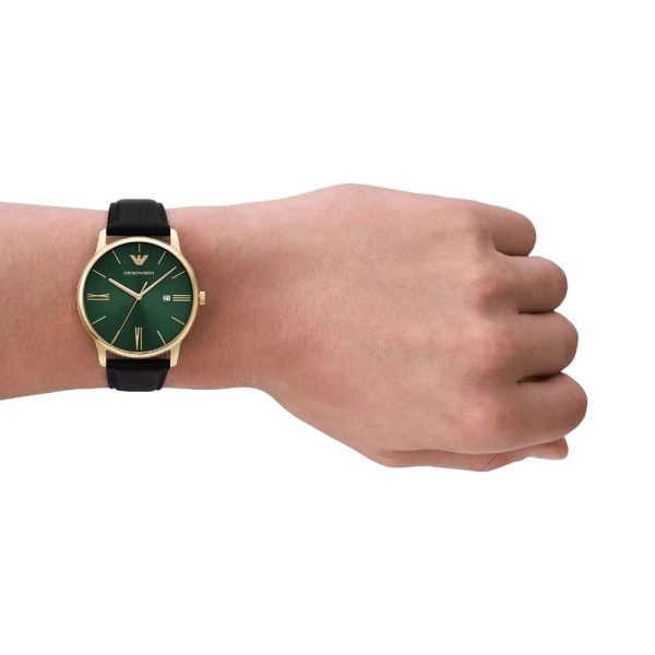 Montre homme Emporio Armani Minimalist réf. AR11601, mouvement quartz, boîtier 42 mm, cuir – vue principale, Horlova Maroc