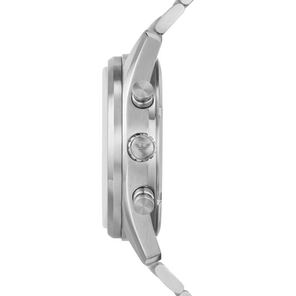 Montre homme Emporio Armani Racer 43 mm réf. AR11636, cadran argenté, bracelet acier – vue rapprochée