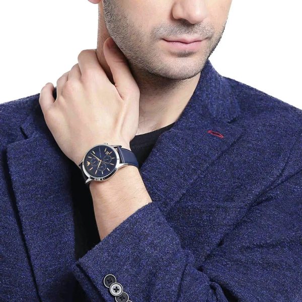 Montre homme Emporio Armani Renato réf. AR11216, mouvement quartz, boîtier 43 mm, cuir – troisième vue