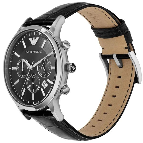 Montre homme Emporio Armani Renato réf. AR2447, mouvement quartz, boîtier 43 mm, acier inoxydable, cuir, étanche 50 m – quatrième vue