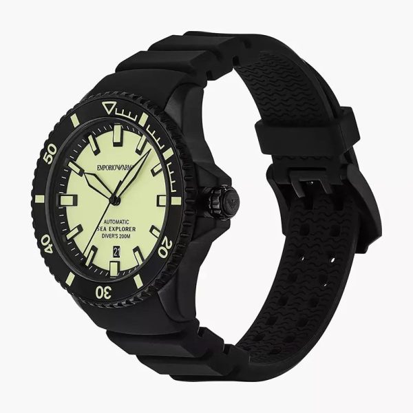 Montre homme Emporio Armani Sea Explorer réf. AR60085, mouvement automatique, boîtier 42,5 mm, verre saphir – vue principale, Horlova Maroc