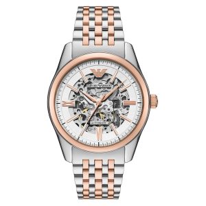 Montre homme Emporio Armani Skeleton 43 mm réf. AR60093, cadran noir, mouvement automatique – vue de face | Horlova Maroc