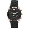 Montre homme Emporio Armani Sportivo Tazio Large 43 mm réf. AR5905, cadran noir, bracelet caoutchouc – vue de face | Horlova Maroc