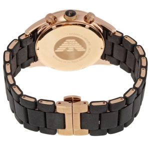 Montre homme Emporio Armani Sportivo Tazio Large 43 mm réf. AR5905, cadran noir, bracelet caoutchouc – vue de trois-quarts