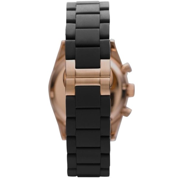 Montre homme Emporio Armani Sportivo Tazio Large 43 mm réf. AR5905, cadran noir, bracelet caoutchouc – vue rapprochée