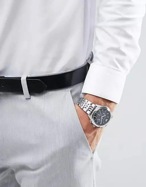 Montre homme Emporio Armani Zeta réf. AR1974, chronographe quartz, boîtier 43 mm, acier inoxydable – vue principale, Horlova Maroc