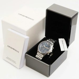 Montre homme Emporio Armani Zeta réf. AR1974, chronographe quartz, boîtier 43 mm, acier inoxydable, verre minéral – deuxième vue