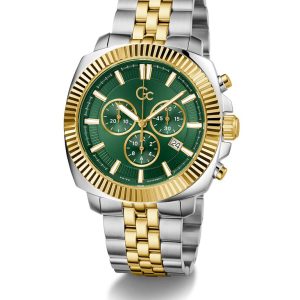 Montre homme Gc Flair Coussin Chrono, chronographe quartz, boîtier 44 mm, acier inoxydable, verre minéral – vue principale, Horlova Maroc