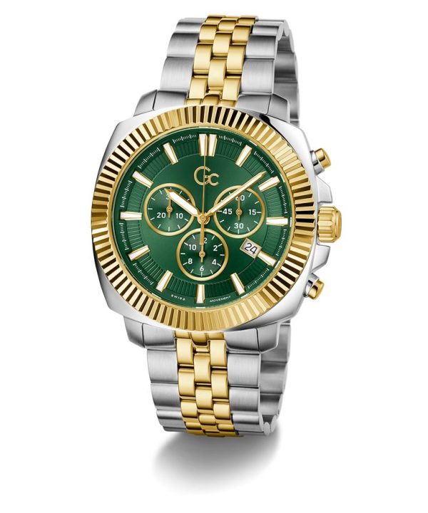 Montre homme Gc Flair Coussin Chrono, chronographe quartz, boîtier 44 mm, acier inoxydable, verre minéral – vue principale, Horlova Maroc