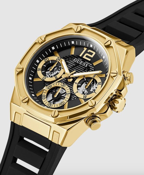 Montre homme Guess réf. GW0256L1, mouvement quartz, boîtier 39 mm, acier inoxydable, silicone – troisième vue