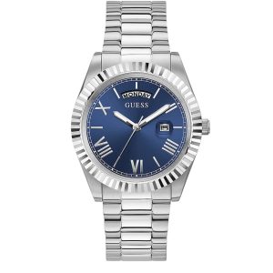 Montre homme Guess 42 mm réf. GW0265G7, bracelet acier, mouvement quartz – vue de face | Horlova Maroc