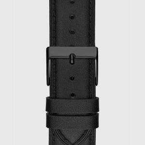 Montre homme Guess 42 mm réf. GW0389G4, cadran noir, bracelet cuir, mouvement quartz – vue de face | Horlova Maroc