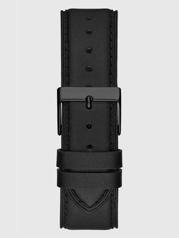 Montre homme Guess 42 mm réf. GW0389G4, cadran noir, bracelet cuir, mouvement quartz – vue de face | Horlova Maroc