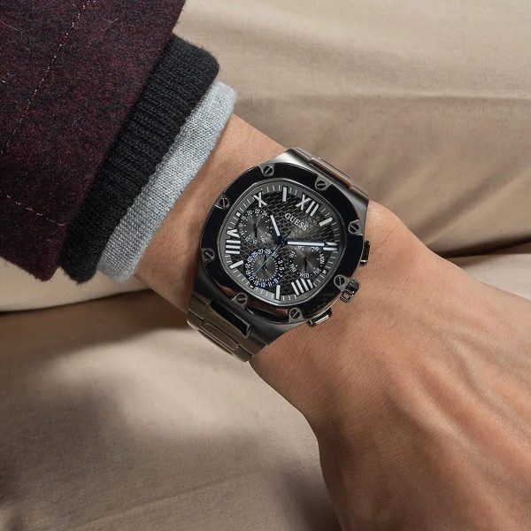 Montre homme Guess réf. GW0572G5, mouvement quartz, boîtier 42 mm, acier inoxydable, étanche 50 m – vue principale, Horlova Maroc