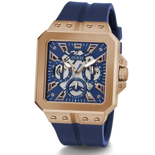 Montre homme Guess 42 mm réf. GW0637G3, cadran bleu, mouvement quartz, montre-bracelet Guess – vue rapprochée
