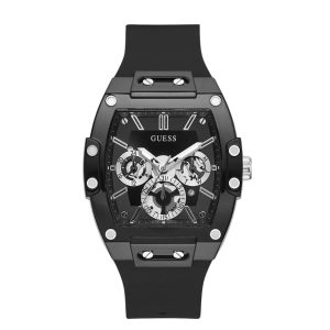 Montre homme Guess 43 mm réf. GW0203G3, cadran noir, mouvement quartz – vue de face | Horlova Maroc