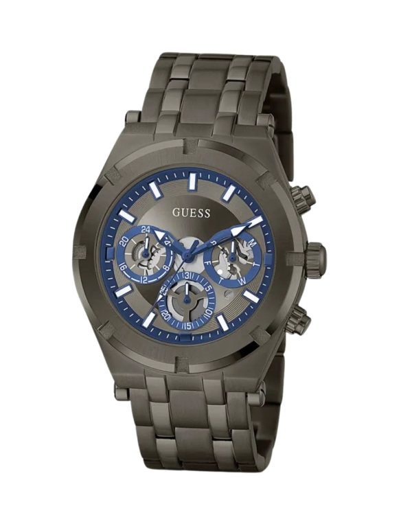 Montre homme Guess 44 mm réf. GW0260G3, bracelet acier, mouvement quartz – vue de face | Horlova Maroc