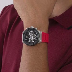 Montre homme Guess réf. GW0263G3, chronographe quartz, boîtier 44 mm, acier inoxydable, silicone – vue principale, Horlova Maroc