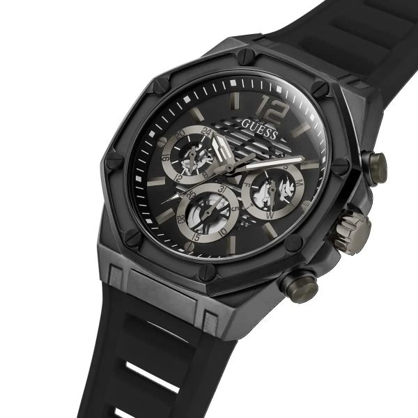 Montre homme Guess réf. GW0263G4, mouvement quartz, boîtier 44 mm, acier inoxydable, silicone, verre minéral – deuxième vue