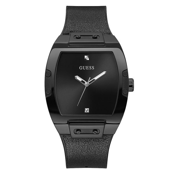 Montre homme Guess 44 mm réf. GW0386G1, bracelet silicone, mouvement quartz – vue de face | Horlova Maroc